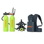 SMACO Mini Scuba Diving Tank 2L Double Scuba Tank Reusable Small Pony Bottle with 30-45 Mins Portable Twin 2L Diving Air Tank Kit Diving Oxygen Cylinder for Underwater Exploration Rescue S700 Max