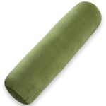 1 MIDDLE ONE Bolster Pillow for Bed, Long Round Body Pillow for Adults with Removable Velvet Cover, Decorative Tube Roll Cylinder Pillow, 35 x 7.87 Inch, Green