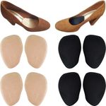 Chiroplax High Heel Pads Cushions Inserts (4 Pairs) Ball of Foot Metatarsal Forefoot Pain Relief Anti-Slip Shoe Insoles for Women (Beige+Black, Normal Thickness)