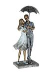 Rainy Day Romantic Couple Strolling With Umbrella Figurine Ornament