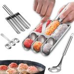 Meatball Maker Tool Set, Kitchen Triple Meatball Scoop Ball Maker with Cutting Spade and Stainless Steel Meat Baller Spoon, 3 Meatballs at 1 Time Meat Baller Maker Mold for Manual Meatball Lovers