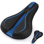 Simpeak Mountain Bike Seat Cover, Comfortable Gel Road Bike Seat Cushion, PU Waterproof All-Inclusive Seat Cover for Road Bike Outdoor Cycling - Blue