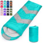 Tesmien Sleeping Bag for Adults & Kids 3-4 Season Warm Weather and Winter Lightweight, Waterproof for Teens, Men's Indoor & Outdoor Camping/Traveling/Hiking, Lake Blue