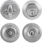 Brinks Commercial Keyed Entry Knob with Deadbolt, Satin Chrome Finish