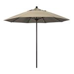 California Umbrella Aluminum/Fiberglass, Push Open, Bronze Pole, Sunbrella Taupe Umbrella, 9' Round