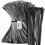 12" Black Zip Cable Ties (1000 Pack), 40lbs Tensile Strength - Heavy Duty, Self-Locking Premium Plastic Cable Wire Ties for Indoor and Outdoor by Bolt Dropper (Black)