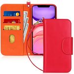 FYY Case for iPhone 11 6.1", [Kickstand Feature] Luxury PU Leather Wallet Case Flip Folio Cover with [Card Slots] and [Note Pockets] for Apple iPhone 11 6.1 inch Red