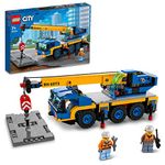 LEGO City Mobile Crane 60324 Building Kit; Toy Construction Vehicle with Working Boom, Outriggers and Winch System; Includes Driver and Worker Minifigures; For Boys and Girls Aged 7+ (340 Pieces)