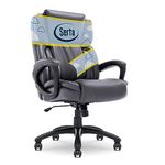 Serta Garret Executive Office, Adjustable Ergonomic Computer Chair with Layered Body Pillows, Waterfall Seat Edge, Bonded Leather, High-Back, Space Gray