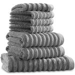 Towelogy Luxury Bamboo Bath Towels Set Of 7-4 Face Towels 30x30cm, 2 Hand Towels 50x80cm & 1 Extra Large Bath Towel 90x140cm | Rapid Drying Experience Every Day (Charcoal, 7)