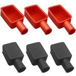 6Pcs Battery Terminal Cover, Battery Terminal Protector, Car Insulating Battery Cover, Soft Rubber Positive and Negative Poles Stud Covers Connector Top Post Cap for Car Ship Motorcycle Truck (Red/Black)