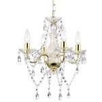 Antique Gold Chandelier Mini Crystal Chandelier Lighting 4 Light Modern Chandelier for Dining Room