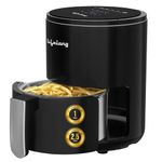 Lifelong Digital Air Fryer For Home - 2.5 Litre Airfryer With Touch Panel & 6 Pre-Set Menus-1000 W Electric Fryer Machine With Hot Air Circulation Air Fryer Uses Up To 90% Less Oil (Llhfd425) - Black