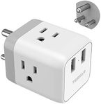 TESSAN India Plug Adapter, 5 in 1 Travel Adapter Plug with 3 US Power Outlets and 2 USB Charging Ports, US to India Nepal Bangladesh Maldives Nepal Pakistan Plug Adapter - Safe Grounded Type D Plug