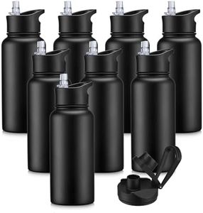 Cool Yoleb 32 Oz Insulated Stainless Steel Water Bottle with Straw and Spout Lid Leak Proof Double Wall Vacuum Sports Water Bottles for Gym Camping Hiking Black, 8 Pack