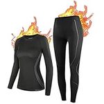 NOOYME Thermal Underwear Womens, Anti-Bacterial Ski Base Layers Women, Breathable Thermal Base Layer, Wicking Long Johns Base Layer Womens Quick Dry Winter Ladies Thermal Underwear for Sport Yoga Run