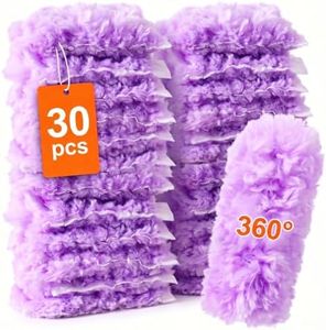 360° Heavy Duty Duster Refills Compatible with Swiffer Purple 30 Count | Double-Sided,Disposable,Electrostatic Dust Capture,Thick Lint-free, for blinds ceiling fans furniture multi-surface Dusting