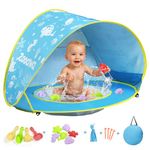 Zooawa Baby Beach Tent, Pop Up Beach Tent Sun Shade for Beach, Portable Shade Pool UV Protection Sun Shelter for Infant with Beach Sand Toys Set, Blue