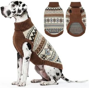 IECOii Fair Isle Giant Dog Sweater Male Dog Turtleneck Knit Winter Sweater