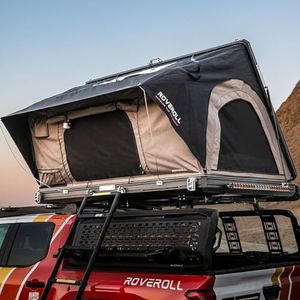 Hardshell Rooftop Tent, Side Open Roof Top Tent for 2-3, with LED Light Strip, Skyview Window, Aluminium Telescopic Ladder, for Truck, Jeep, SUV, Van