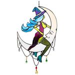 YIWOYI Glass Window Panel,Stained Acrylic Witch Hanging Sunbathing Witch on Moon Decor Stained Glass Witch Home Decoration (A)