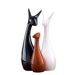 LIFEHAXTORE Home Decoration Lucky Deer Family Set | Piano Finish Ceramic Figures - (Set of 3, Black, White & Brown - Deer Family)