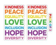 IMPERIAL VIBES – Kindness Peace Equality Love Sticker – Vinyl Decal for Car, Truck, and Van – Indoor & Outdoor Car Decal - Removable Laptop Sticker – Waterproof Decal for Waterbottle–Pack of 2 Imp 81