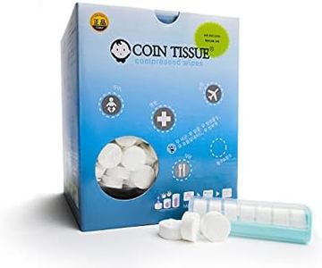 Compressed Coin Tissue 500 Pack - Includes Free CASE (Hand Wipes Restaurant Camping Hiking Salon etc.)
