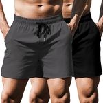 COOFANDY Men's Running Athletic Shorts 5 Inch 2 Pack Gym Workout Shorts Fitted Exercise Hiking Shorts with Zipper Pocket Black/Dark Grey X-Large