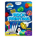 Skillmatics Rock Painting Kit - Mess-Free Art & Craft Activity For Girls & Boys, Craft Kits & Supplies, Diy Creative Activity, Gifts For Kids Ages 4, 5, 6, 7, 8, 9, 10, 11, 12, Multicolor