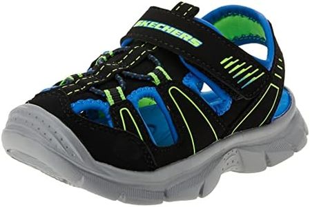Skechers Unisex-Child 406520l Sneaker, Black/Blue/Lime, 11 Little Kid