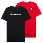 Champion Big and Tall Shirts for Men – 2 Pack Graphic Mens Big and Tall T-Shirts Black Red