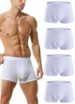 HOEREV Men's Bamboo Fibre Boxer Shorts Trunks Underwear, Pack of 4, 4 White, L