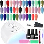 JODSONE 20 Colors Gel Nail Polish Kit with UV Light Base Top Matte Coat High Shine Vibrant Nail Gel Equipped with Manicure Tools