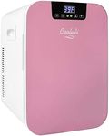 Cooluli 20L Mini Fridge For Bedroom - Car, Office Desk & College Dorm Room - Glass Front & Digital Temperature Control - Small 12v Refrigerator for Food, Drinks, Skincare, Beauty & Breast Milk (Pink)