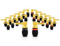 Sewell Deadbolt Right-Angle Banana Plugs, 12 Pairs Quick Connect Gold Plated Speaker Plugs 90 Degree