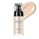 Colour Changing Foundation,Makeup Foundation, Face Foundation Full Coverage Moisturizing Waterproof Long Lasting Makeup Base Natural Coverage Foundation For Mature Skin