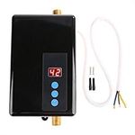 Hot Water Heater Tankless 220V Instant Electric Water Heater Mini Shower for Home Bathroom Kitchen Washing - Digital Dispaly Energy Efficient 5.5Kw (Black)