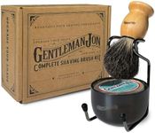 Gentleman Jon Complete Shaving Brush Kit – Old Fashion Shaving Kit for Men, Includes Shave Brush, Shave Bowl, Shave Soap & Stand, Vintage Wet Shave Mug, Barber-Style 4-Piece Gift Set