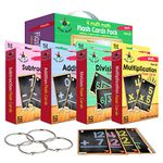 Set of 4 Math Flash Cards: Addition, Subtraction, Multiplication, and Division Flash Cards - 208 Math Flash Cards with 4 Metal Rings - Perfect for Ages 6+