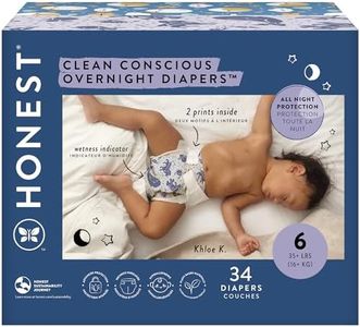 The Honest Company Clean Conscious Overnight Diapers | Plant-Based, Sustainable | Cozy Cloud + Star Signs | Club Box, Size 6 (35+ lbs), 34 Count