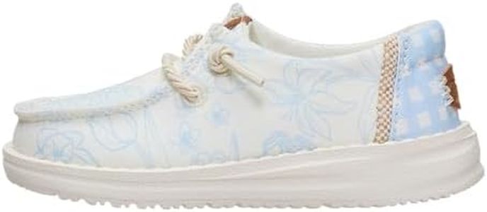 HEYDUDE Girl's Toddler Wendy Garden Floral Slip On Shoe, Skyway Blue/Multi, Size 10 | Lightweight Stretch Casual Sneaker for Toddlers