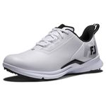 FootJoy Men's FJ Fuel Golf Shoe, White/White/Black, 10.5