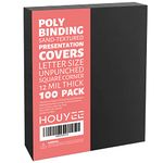 HOUYEE 12 Mil Sand-Textured Polycovers,Binding Presentation Cover for Business Report Covers,Lightly Textured Sand Finish,8.5x11 Inches,Letter Size,Pack of 100