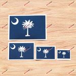 South Carolina State Flag Vinyl Decal Sticker - 4 Pack Reflective, 2 Inches, 3 Inches, 4 Inches, 6 Inches - for Car Boat Laptop Cup Phone