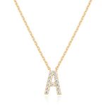 PAVOI 14K Yellow Gold Cubic Zirconia Initial Necklace | Letter Necklaces for Women | A Initial