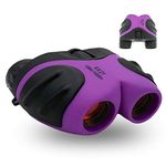 mom&myaboys 8x21 Compact Shock Proof Kids Binoculars for Kid Gifts - Best Boys and Girls Toys (Purple)