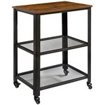 IBUYKE Serving Cart Trolley 60x40x81cm, Industrial Kitchen 3 Levels Shelves, Rolling Utility Cart with 4 Wheels, Heavy Duty Storage Organiser for Kitchen living room TMJ011H