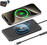 REESTECQI Magnetic Wireless Car Charger Pad, 15W Charging Pad for Magsafe, Non-Slip Type C With 40W Charger for iPhone 16/15/14/13/12, Airpods (30CM Cable)