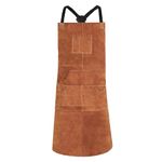 QeeLink Leather Welding Apron with 6 Pockets - Heat & Flame-Resistant Apron, 24'' X 42'', Adjustable M to XXXL, Brown, M to XXXL